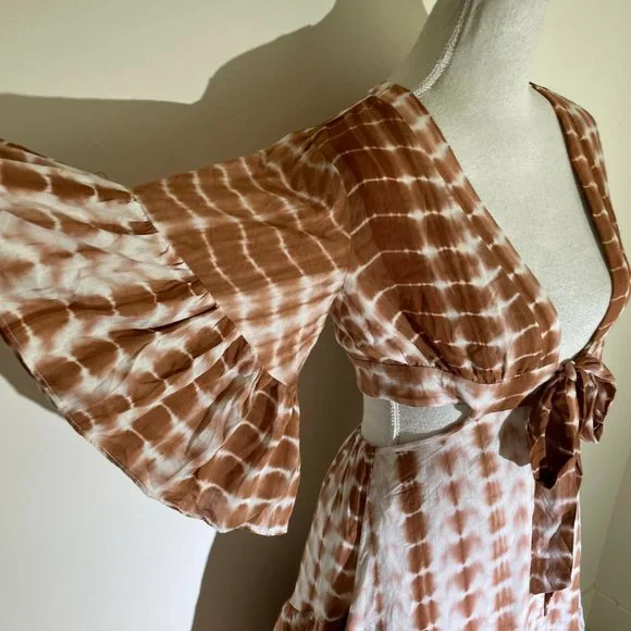 Vici X Nordstrom Tie Dye Plunge Neck Tiered Ruffle Maxi Dress Sz S - Picture 10 of 14